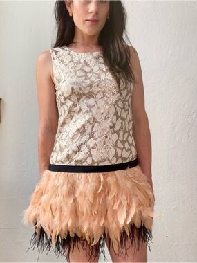 NWT C. Luce Sequin & Feather Mini Dress
